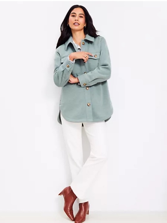 Loft Women’s Green Brushed Shirt Jacket - Picture 7 of 7